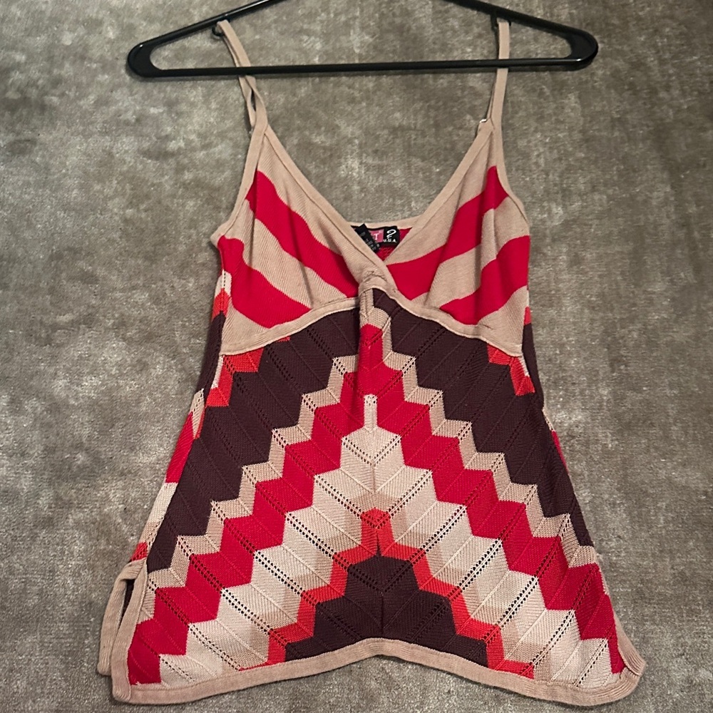 Stylish Red and Brown Chevron Women's Top
